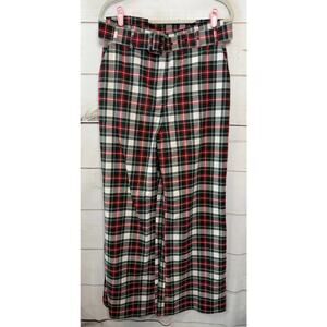 Alex Marie Plaid Straight Leg Pants - Red, Green, White